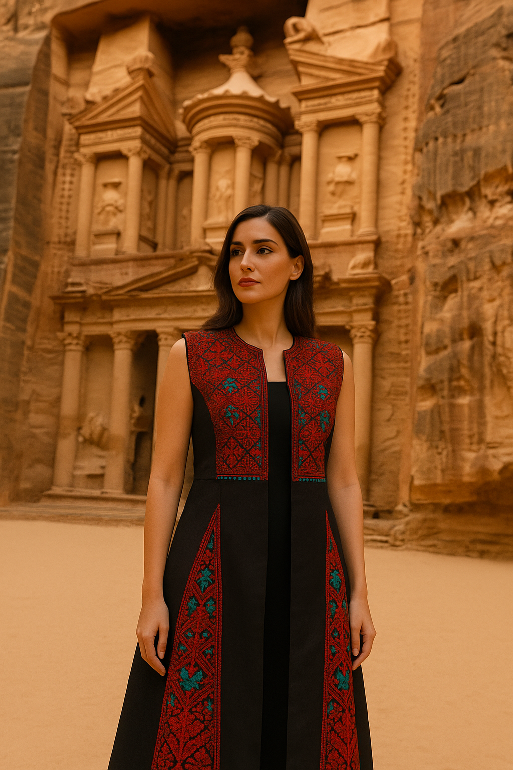 Exquisite Satin Embroidered Long Open Abaya