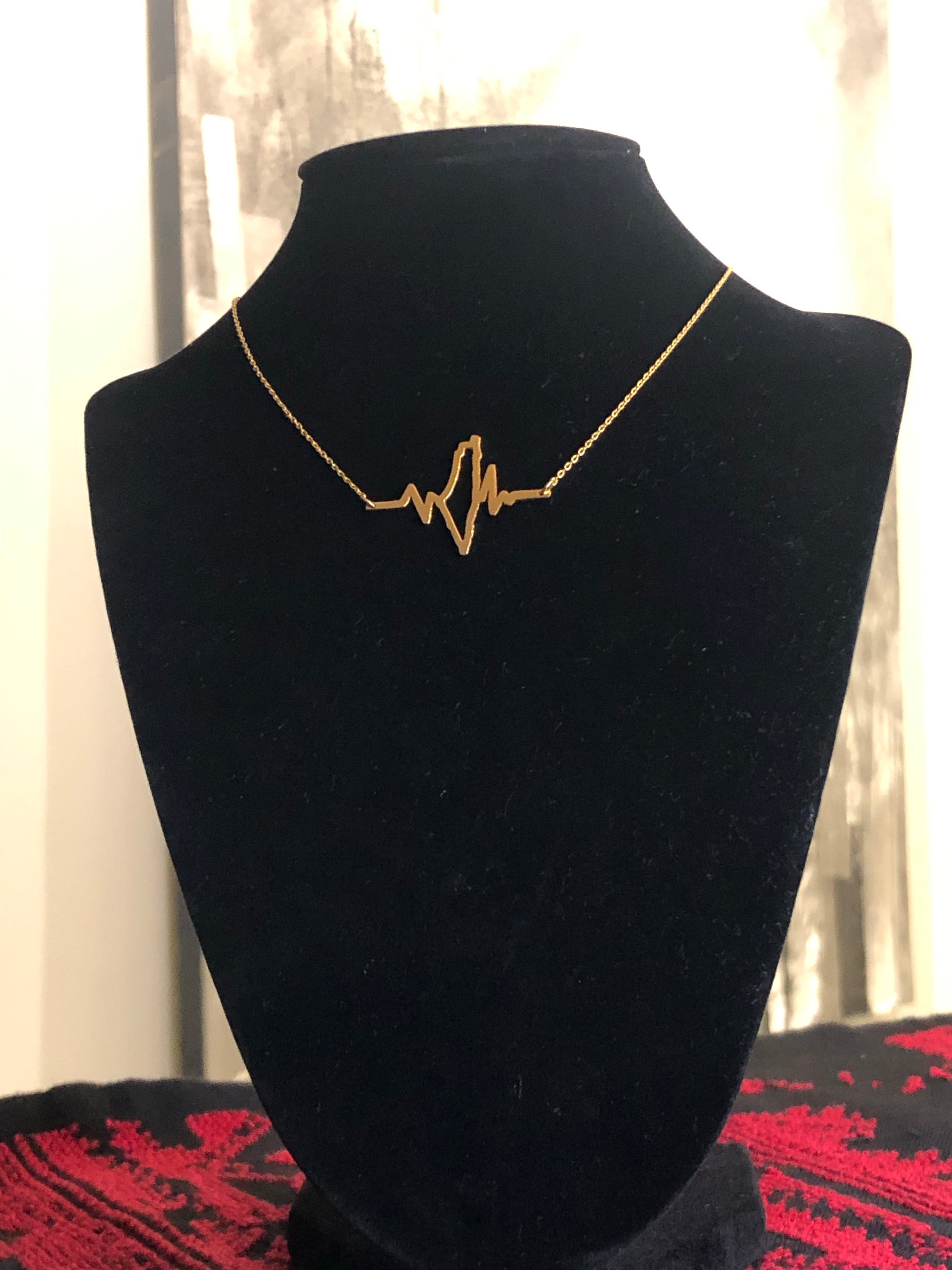 Palestine Map heart beats Necklace - H A M A