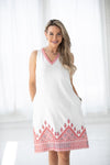 WHITE MODERN EMBROIDERED DRESS #102-19 - H A M A