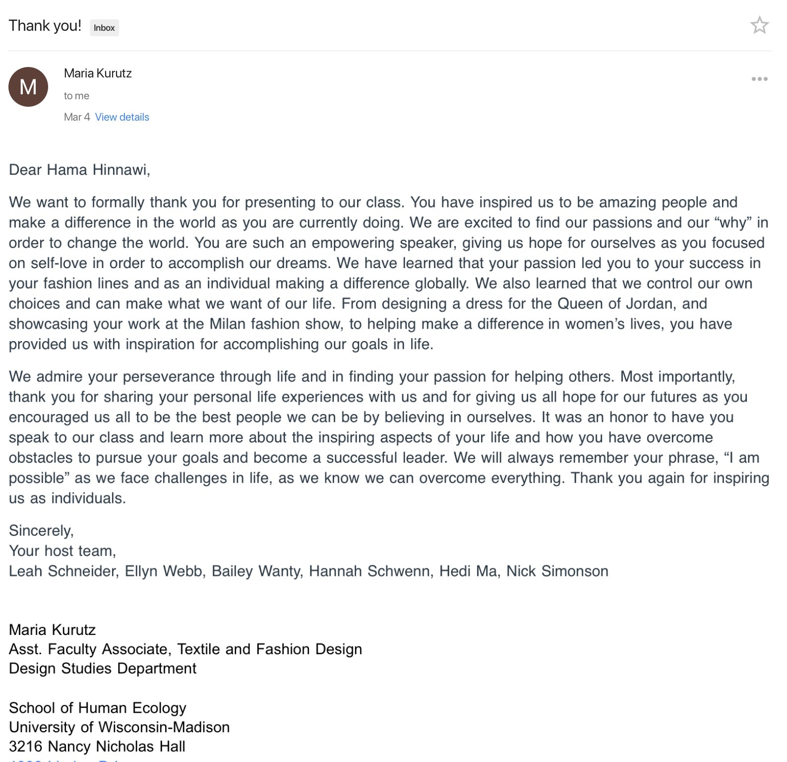 What a great overwhelming feedback from University of Wisconsin