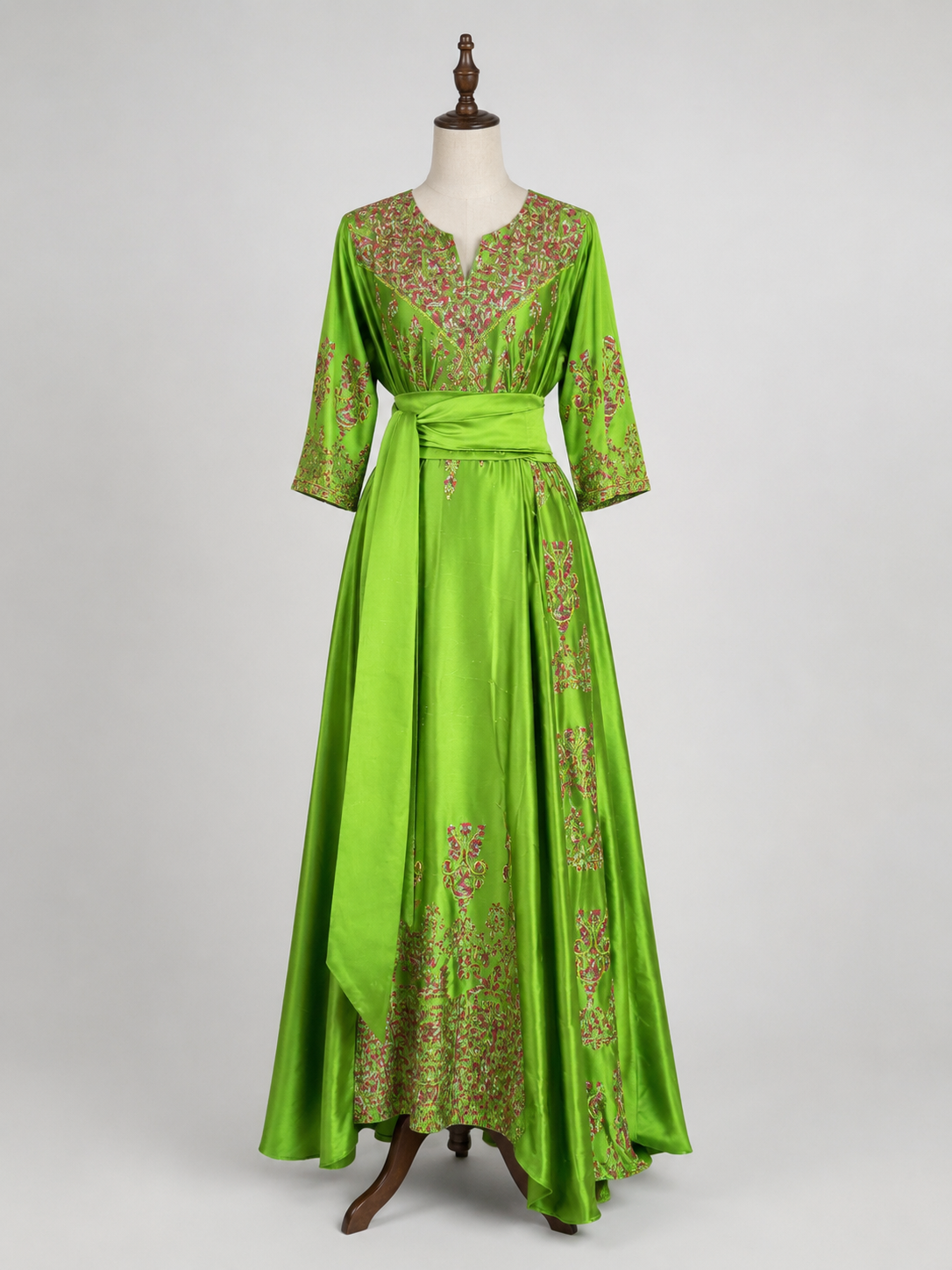 Elegance in Silk long – Custom Embroidered Dress