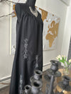 116-23 Unleash Your Charm: Black Flirty Dress with Playful Embroidery
