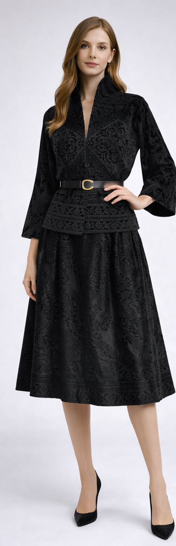 Iconic velvet high collar