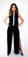 Crepe Two-Piece Jumpsuit with Embroidery #108-18 - H A M A