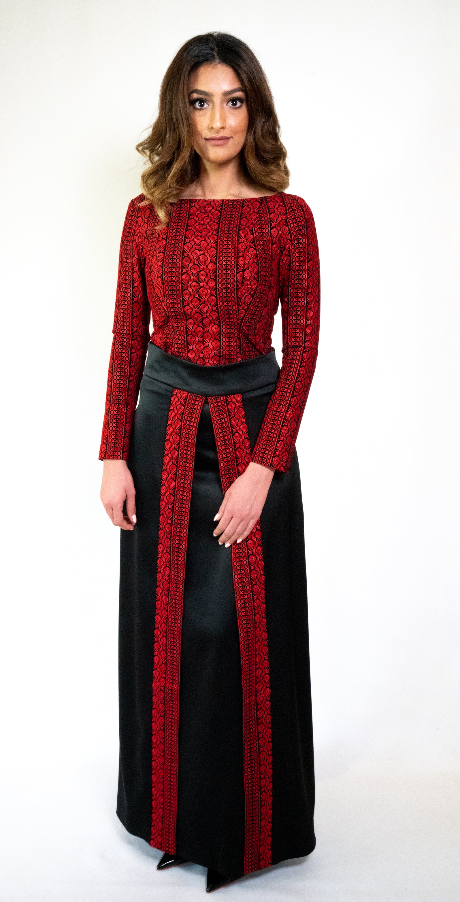 Black Two-Piece Dress with Embroidery #105-18 - HAMA Fashion Black Two-Piece Dress with Embroidery #105-18 - HAMA Fashion
