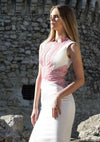Long White Gown With Embroidery #109-17 - H A M A