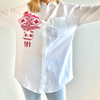 21-02 White Shirt with red or black embroidery - H A M A