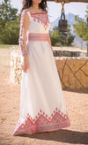 White modern embroidered maxi dress -Thobe #101-19 - H A M A